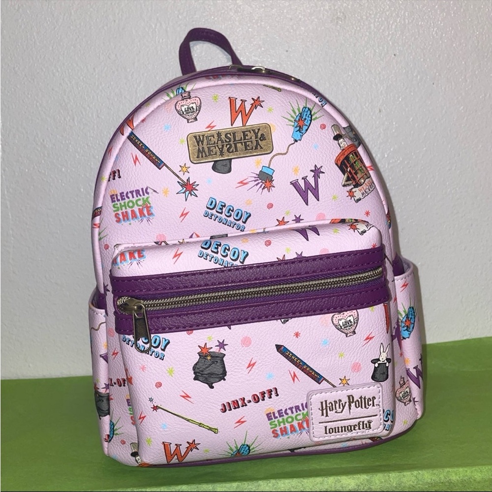 Exclusive Loungefly Harry Potter Weasley and Weasley Joke Shop Mini Backpack